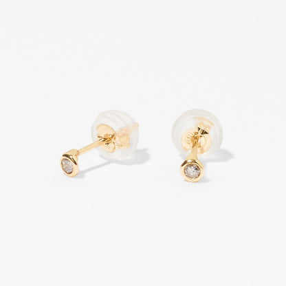 K10 一粒 誕生石 サークル スタッドピアス （4月：ダイヤモンド）❘ 43-1324