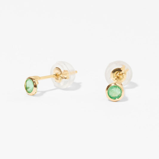 K10 一粒 誕生石 サークル スタッドピアス （5月：エメラルド）❘ 43-1325