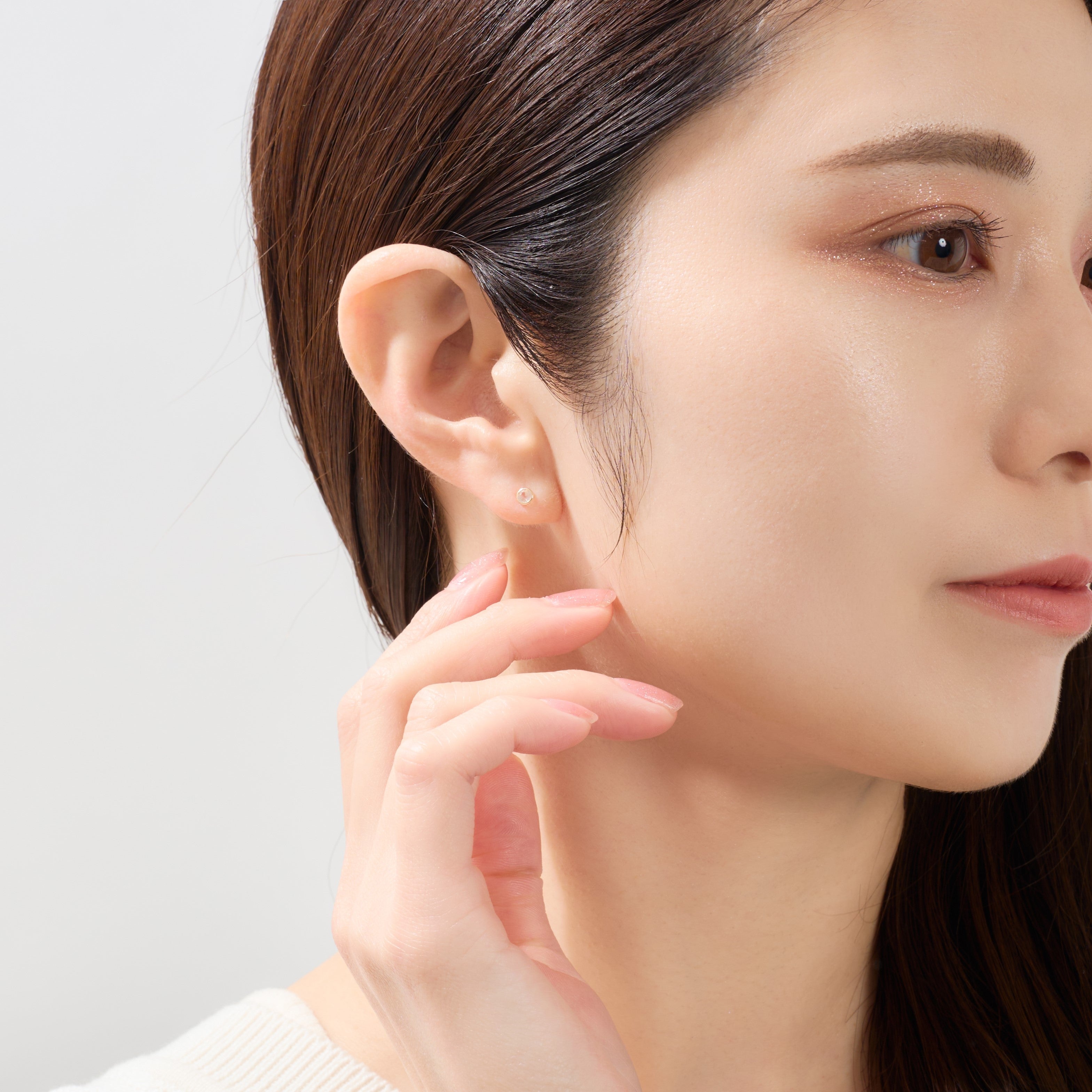 K10 一粒 誕生石 サークル スタッドピアス （6月：ムーンストーン）❘ 43-1326