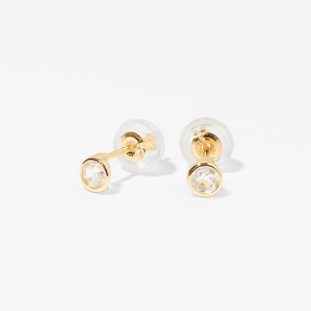 K10 一粒 誕生石 サークル スタッドピアス （6月：ムーンストーン）❘ 43-1326