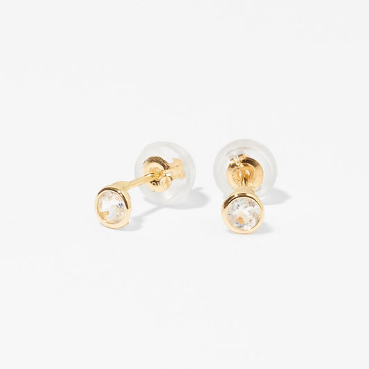 K10 一粒 誕生石 サークル スタッドピアス （6月：ムーンストーン）❘ 43-1326