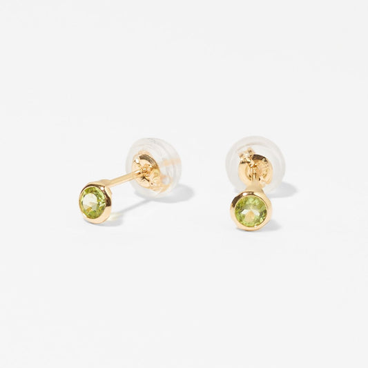 K10 一粒 誕生石 サークル スタッドピアス （8月：ペリドット）❘ 43-1328
