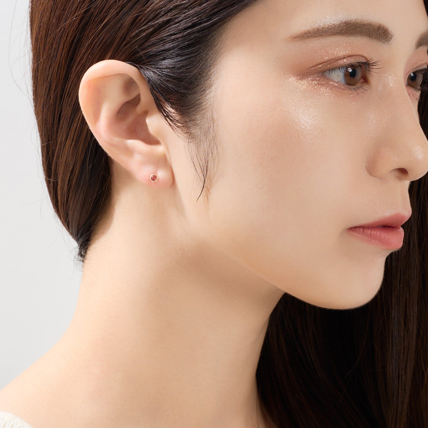 K10 一粒 誕生石 サークル スタッドピアス （10月：ピンクトルマリン）❘ 43-1330