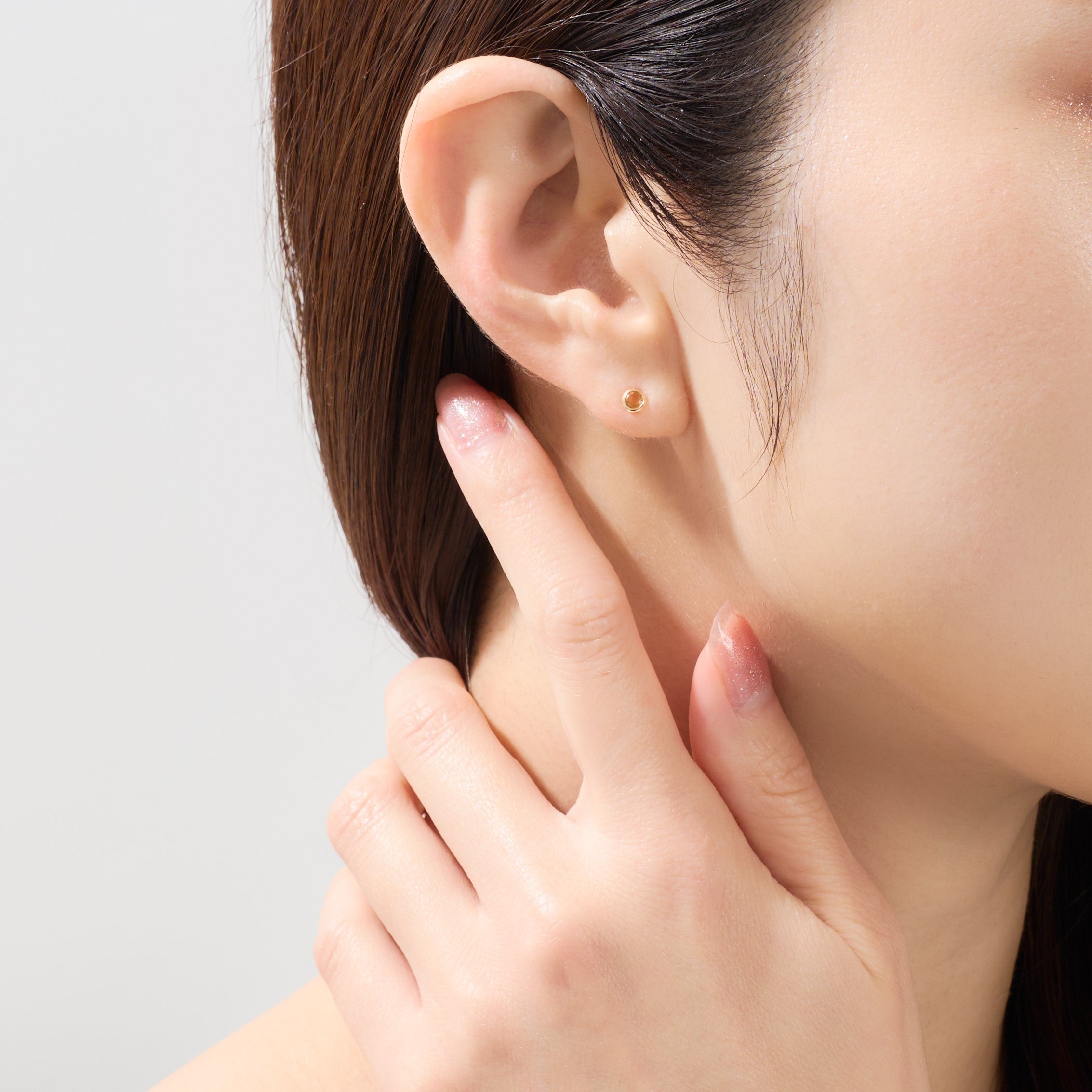 K10 一粒 誕生石 サークル スタッドピアス （11月：シトリン） – L&Co.