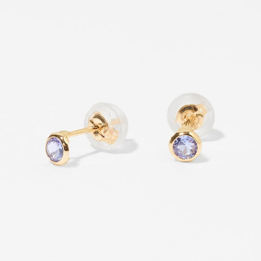 K10 一粒 誕生石 サークル スタッドピアス （12月：タンザナイト）❘ 43-1332