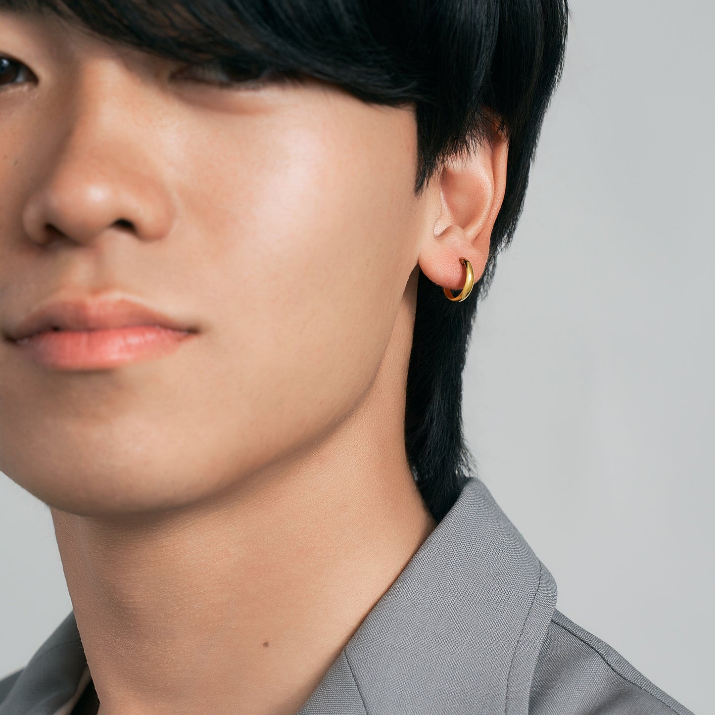 K18 月甲 フープピアス（13×3） ❘ 43-1366