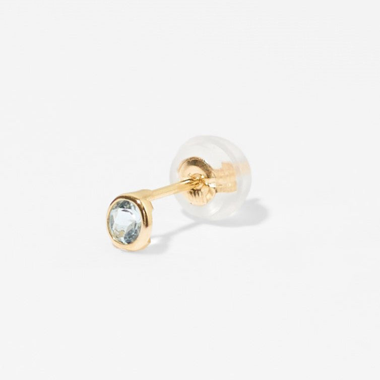 【片耳】K10 一粒 誕生石 サークル スタッドピアス （3月：アクアマリン）❘ 43-1483