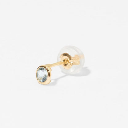 【片耳】K10 一粒 誕生石 サークル スタッドピアス （3月：アクアマリン）❘ 43-1483