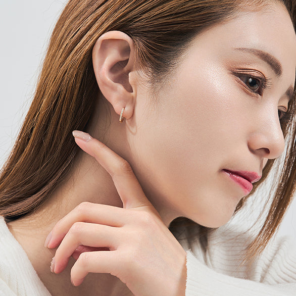 K10YG ダイヤモンド 計0.08ct フープピアス – L&Co.