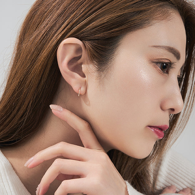 K10 ダイヤモンド 計0.06ct フープ ピアス – L&Co.