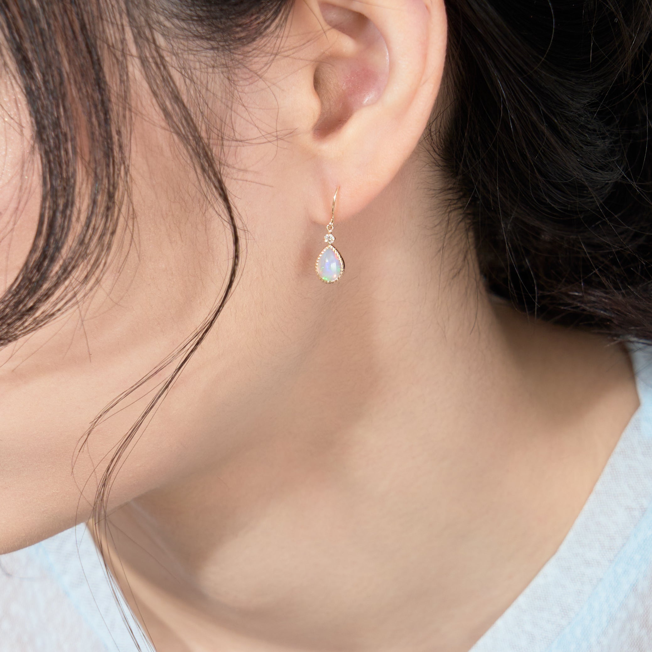 K10 オパール × ダイヤモンド フックピアス｜43-1620 – L&Co.