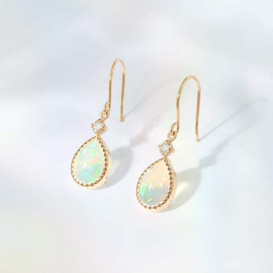 K10 オパール × ダイヤモンド フックピアス ｜43-1620