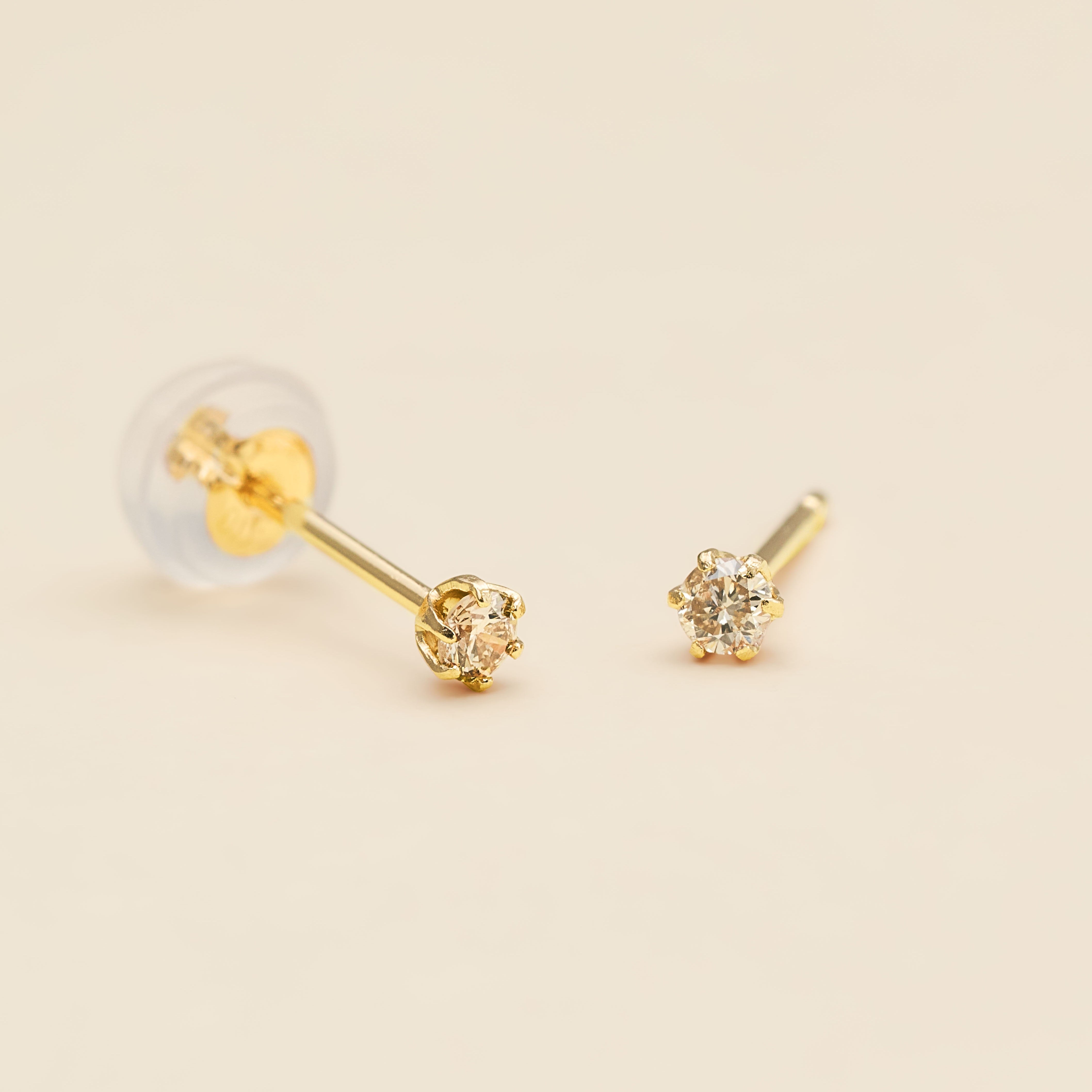 K10YG  一粒ダイヤモンド スタッドピアス |  43-2505