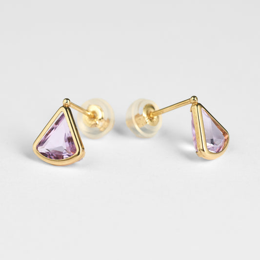 K10 青海波 スタッドピアス①（ピンクアメジスト）❘ 43-5255