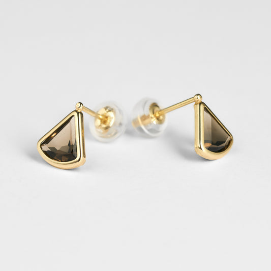 K10 青海波 スタッドピアス①（スモーキークォーツ）❘ 43-5256