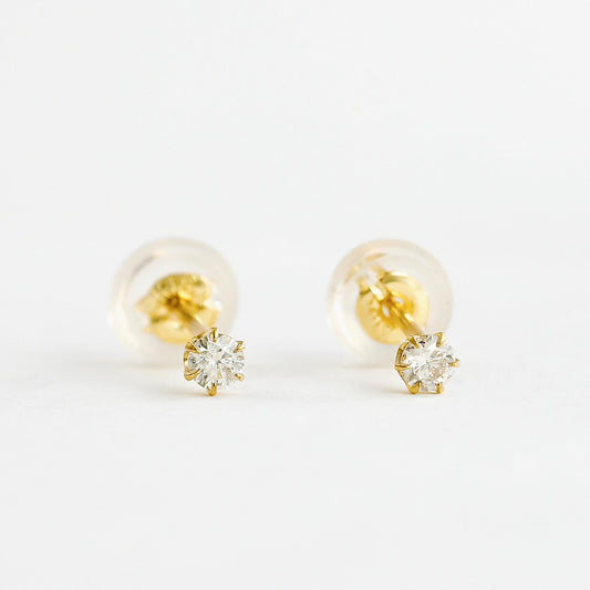 K18 一粒ダイヤモンド スタッドピアス 計0.1ct | 43-7727