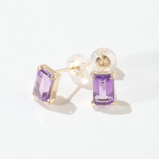 K10 誕生石  スクエア スタッドピアス（2月：アメジスト）｜ 43-8002