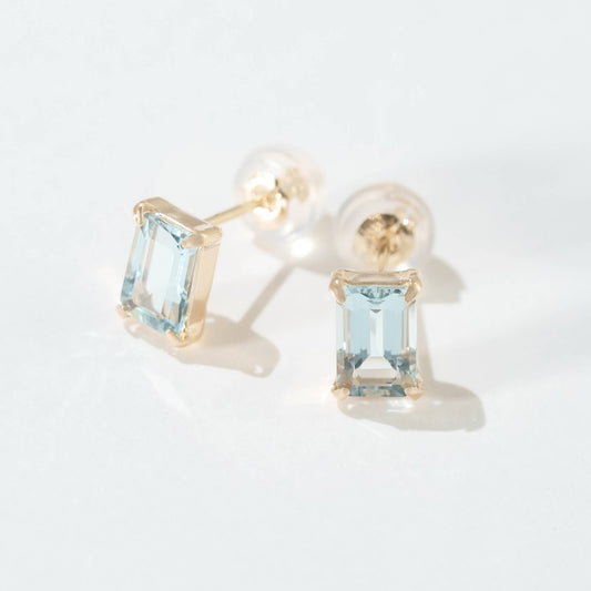 K10 誕生石  スクエア スタッドピアス（3月：アクアマリン）｜ 43-8003