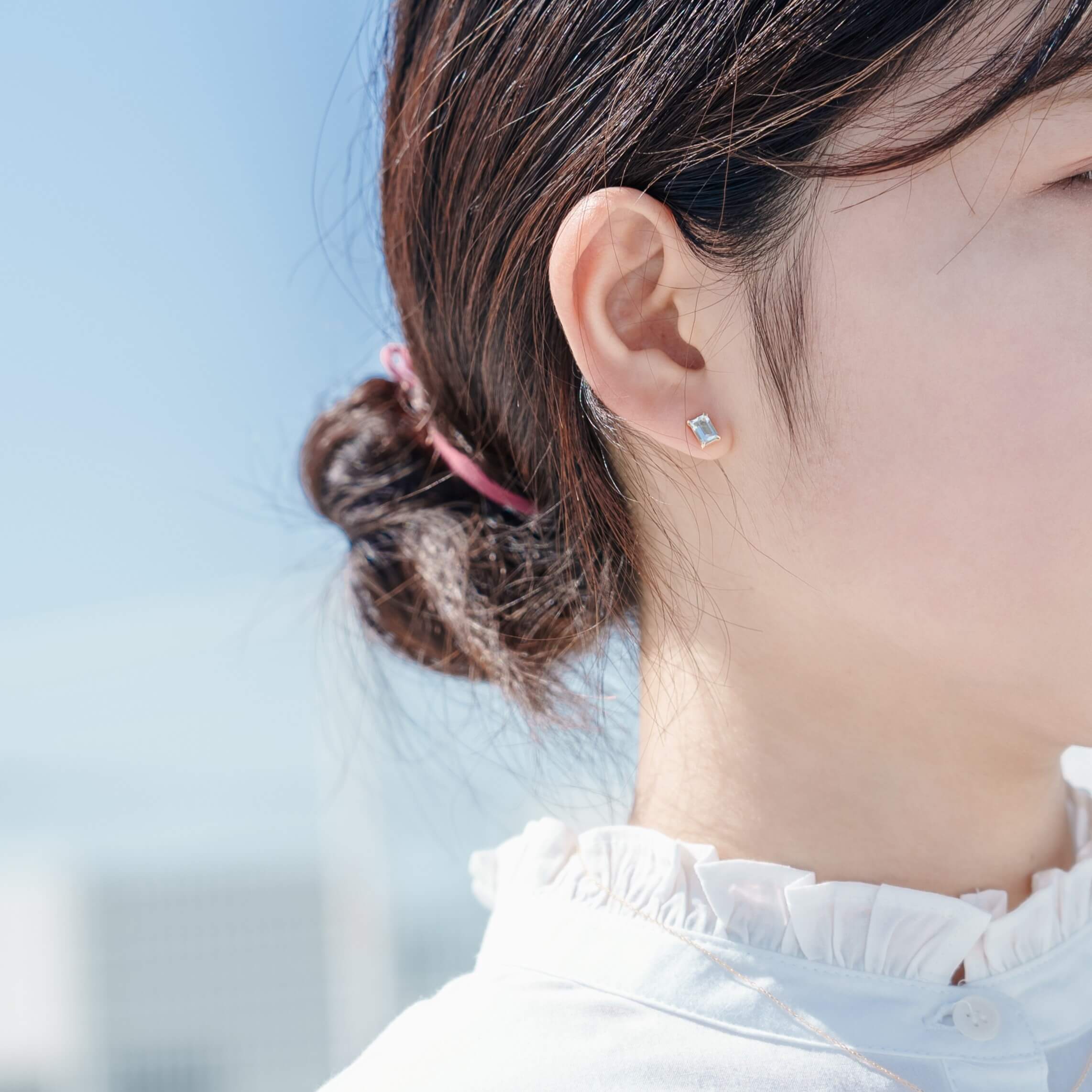 シーセディメントジャスパーとアクアマリンのピアスチャーム♪1点のみ