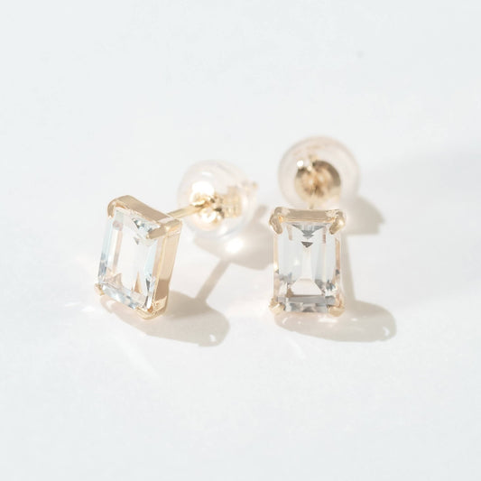 K10 誕生石  スクエア スタッドピアス （4月：ホワイトトパーズ）｜ 43-8004