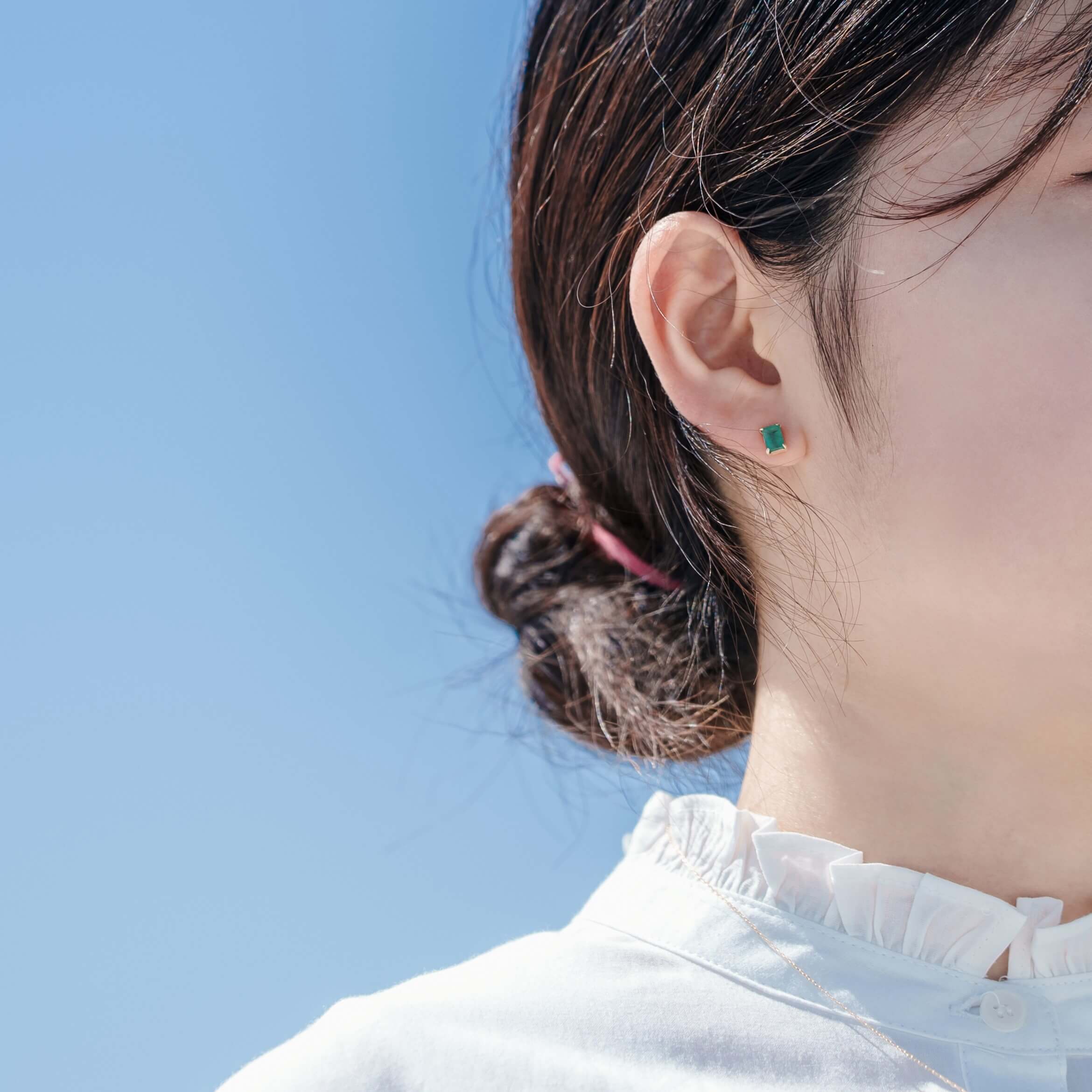 K10 誕生石 6×4 oct スタッドピアス （5月：エメラルド） – L&Co.
