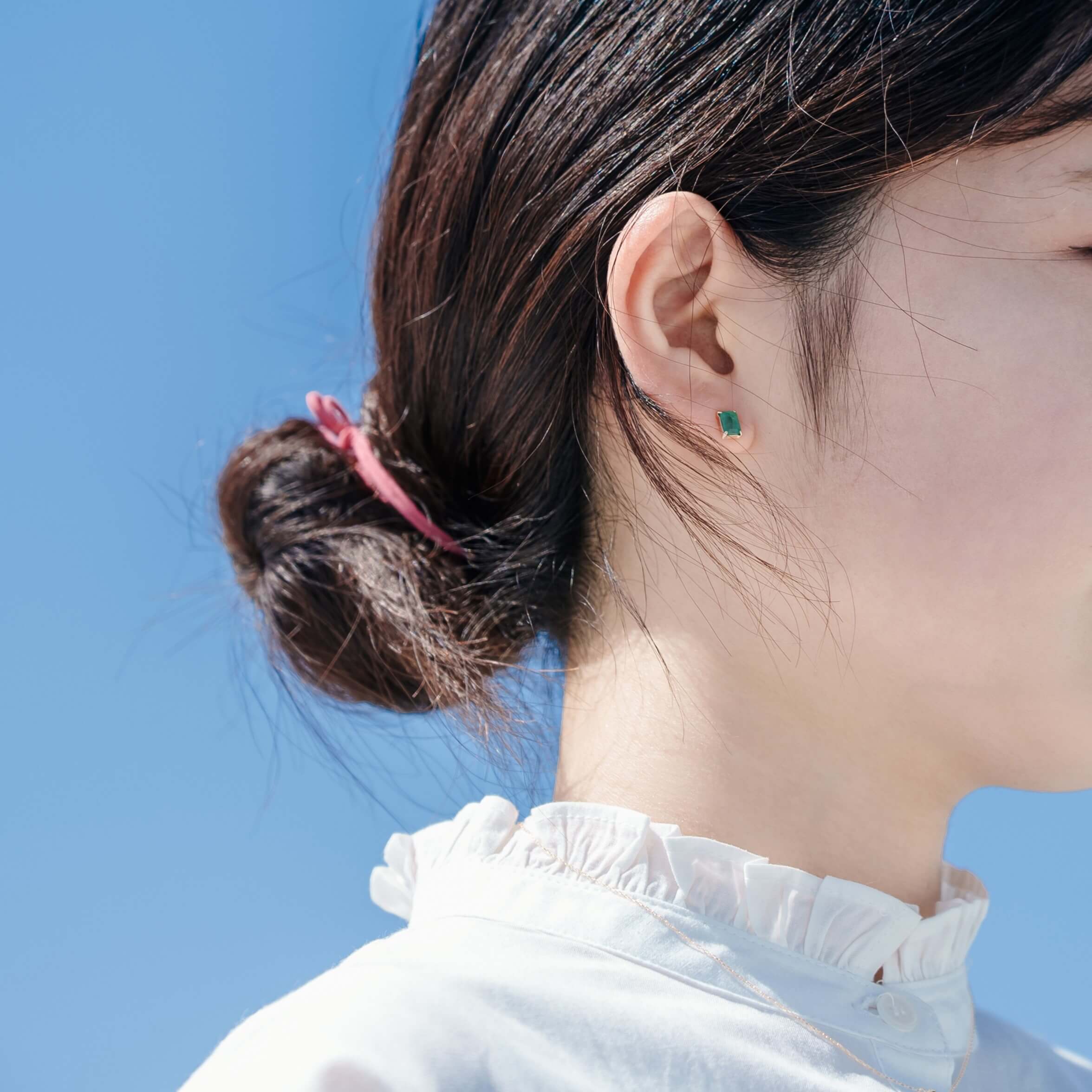 K10 誕生石 6×4 oct スタッドピアス （5月：エメラルド） – L&Co.