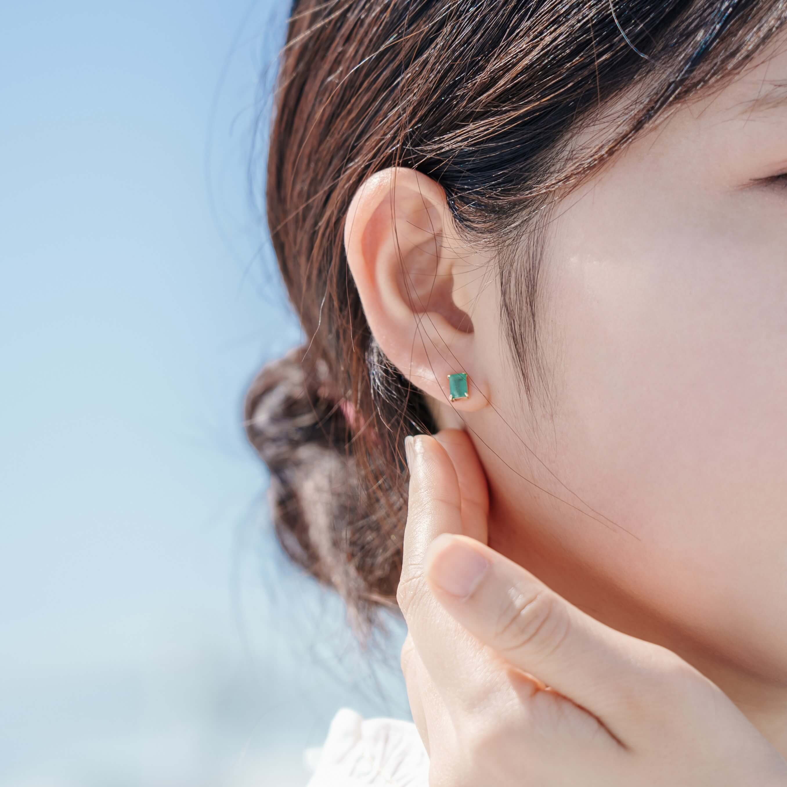 K10 誕生石 6×4 oct スタッドピアス （5月：エメラルド） – L&Co.
