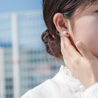 K10 誕生石 スクエア スタッドピアス （7月：ルビー）｜ 43-8007