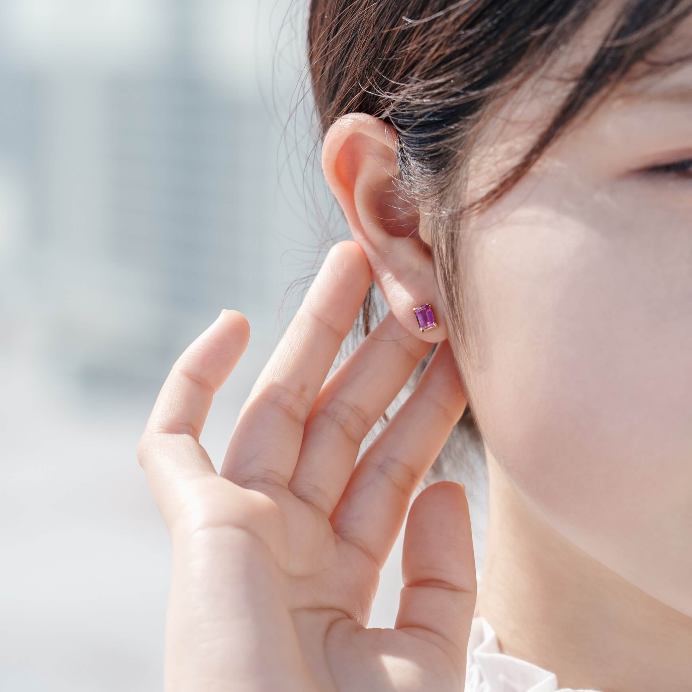 K10 誕生石 スクエア スタッドピアス （10月：ピンクトルマリン）｜ 43