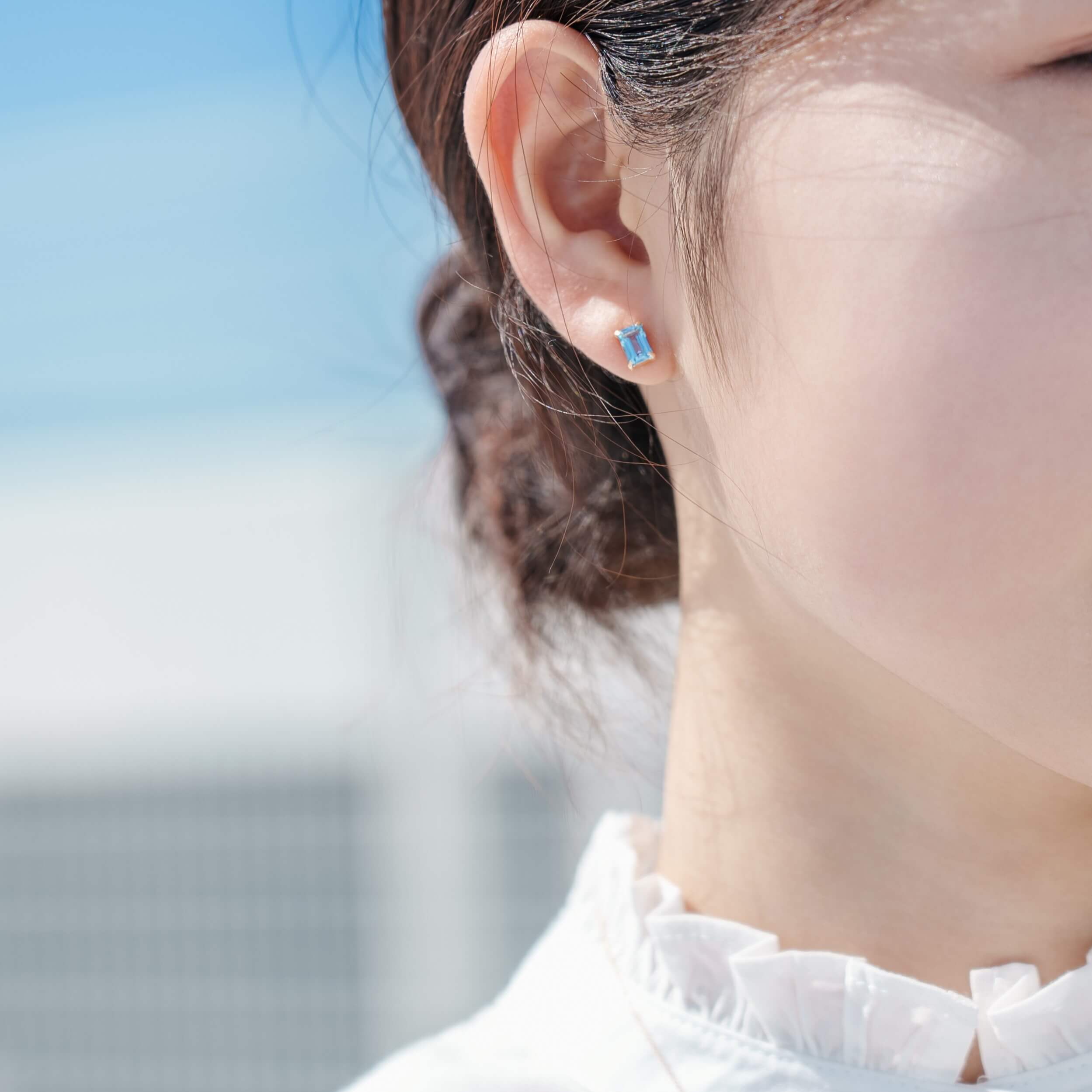 K10 誕生石 6×4 oct スタッドピアス （11月：ブルートパーズ） – L&Co.