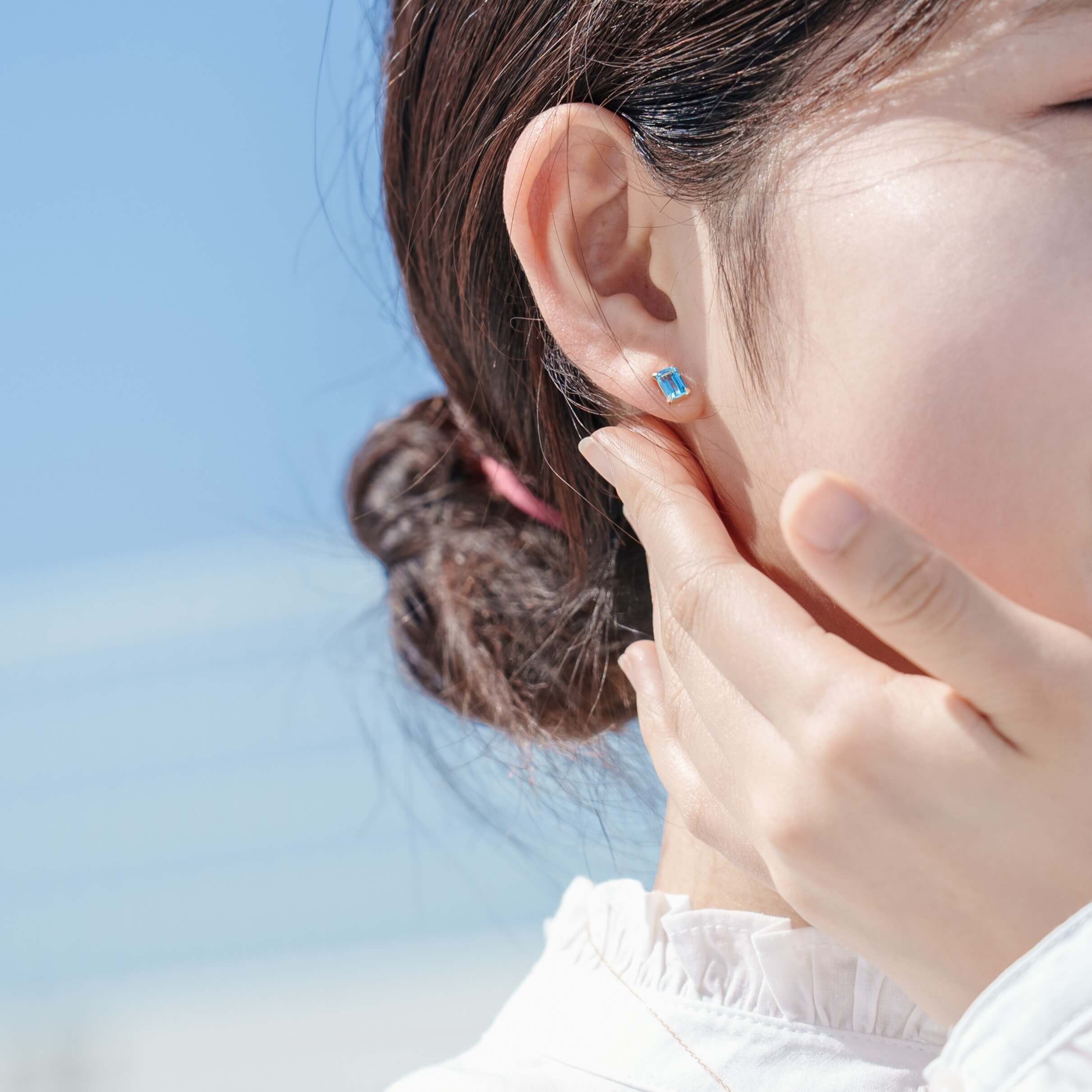 K10 誕生石 スクエア スタッドピアス （11月：ブルートパーズ）｜ 43