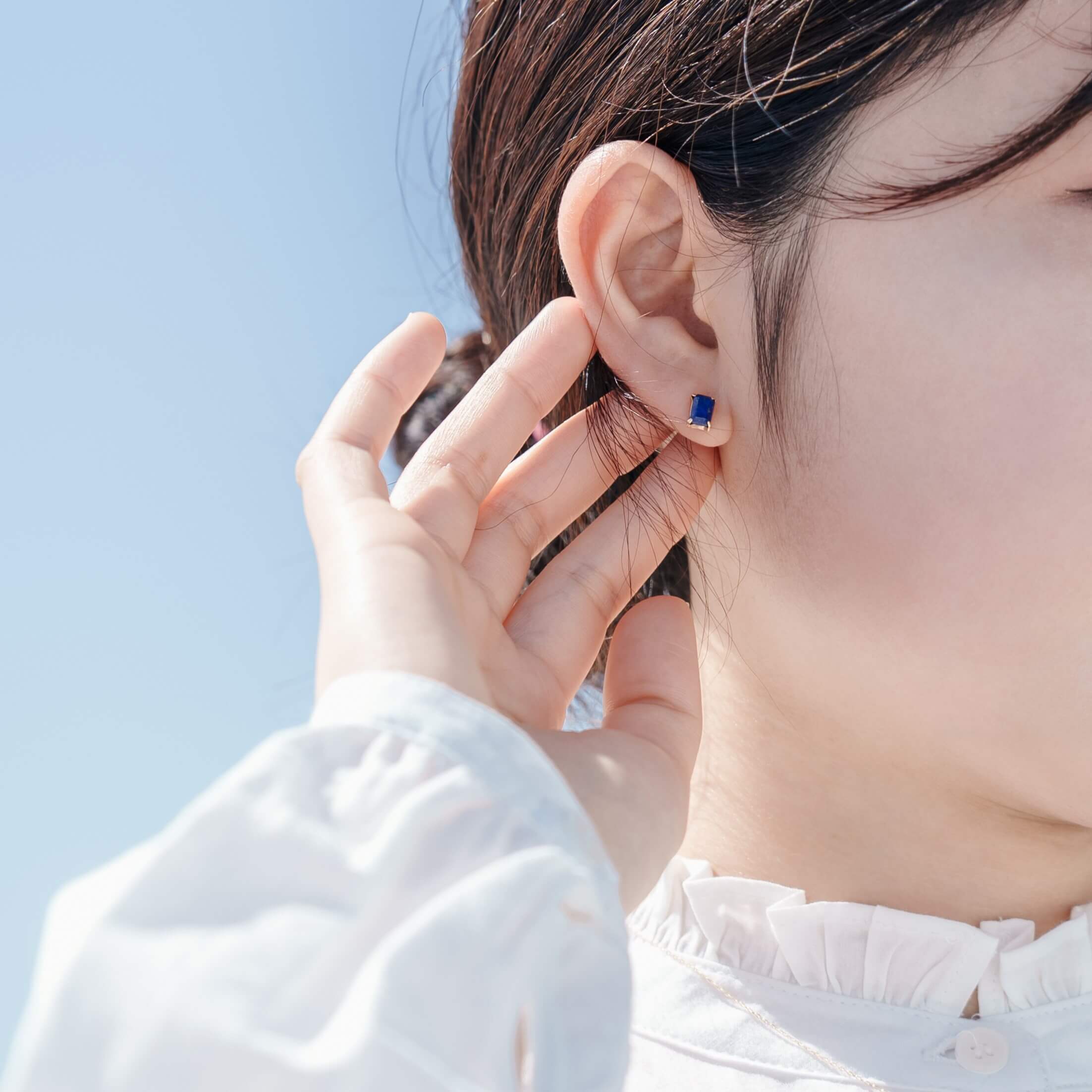 K10 誕生石 スクエア スタッドピアス （12月：ラピスラズリ）｜ 43