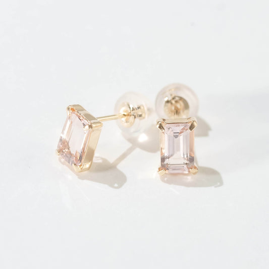 K10 誕生石  スクエア スタッドピアス （4月：モルガナイト）｜ 43-8014