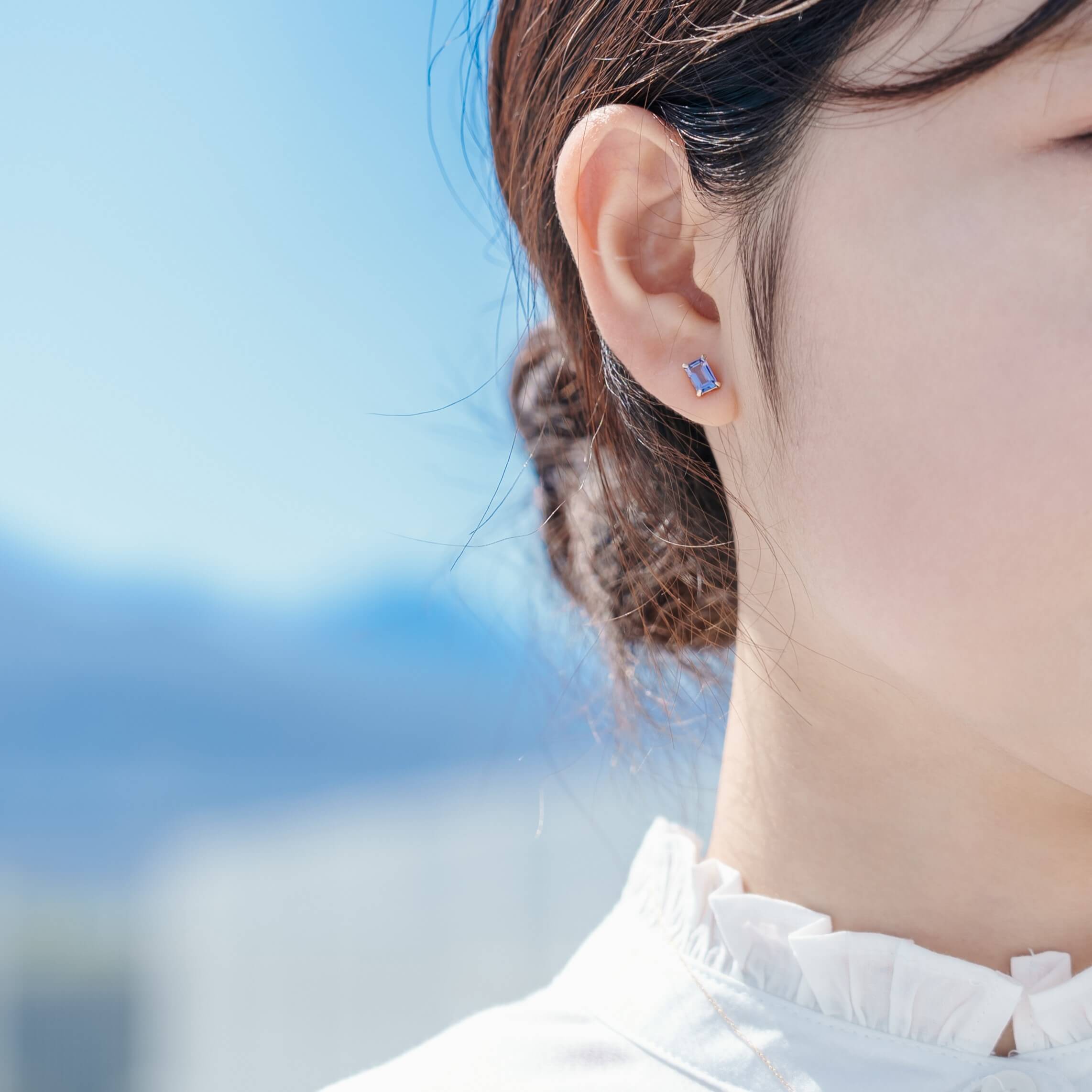 K10 誕生石 6×4 oct スタッドピアス （12月：タンザナイト） – L&Co.