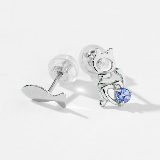 K10WG ネコ×サカナ スタッドピアス ❘ 43-8603