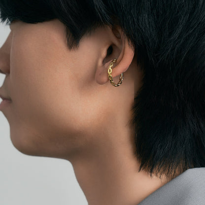 SV925 ユニセックス チェーン風 イヤーカフ（W/Y/B）