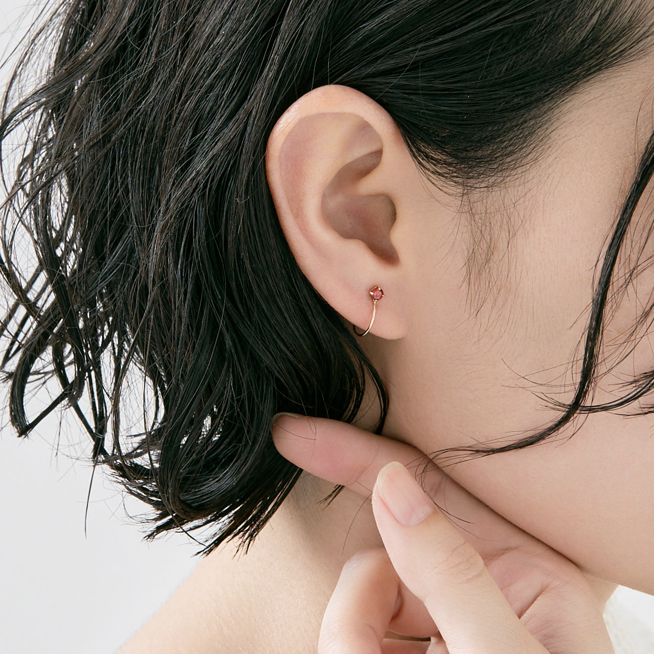 K10  誕生石 イヤリング（1月：ガーネット）| 55-7081