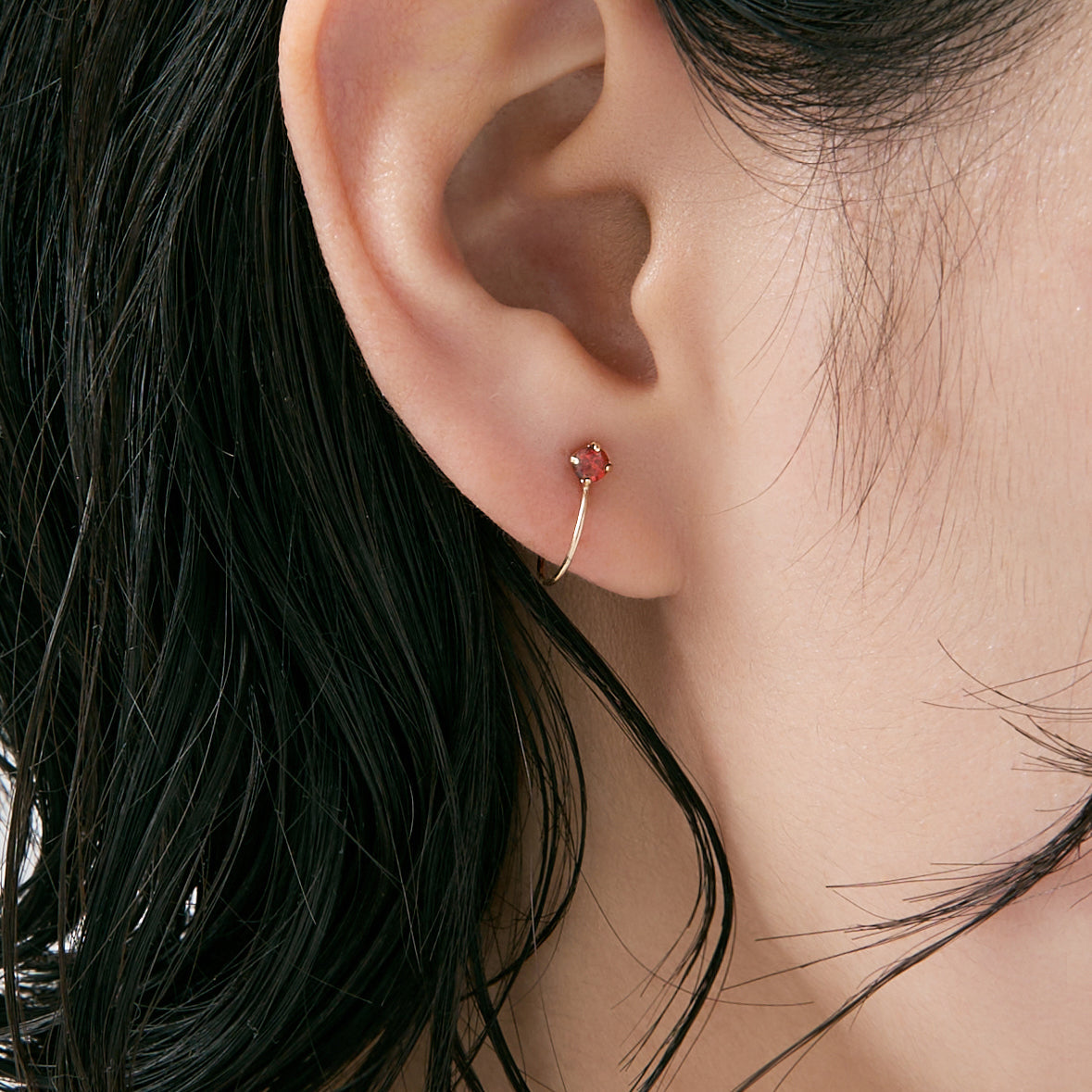 K10  誕生石 イヤリング（1月：ガーネット）| 55-7081