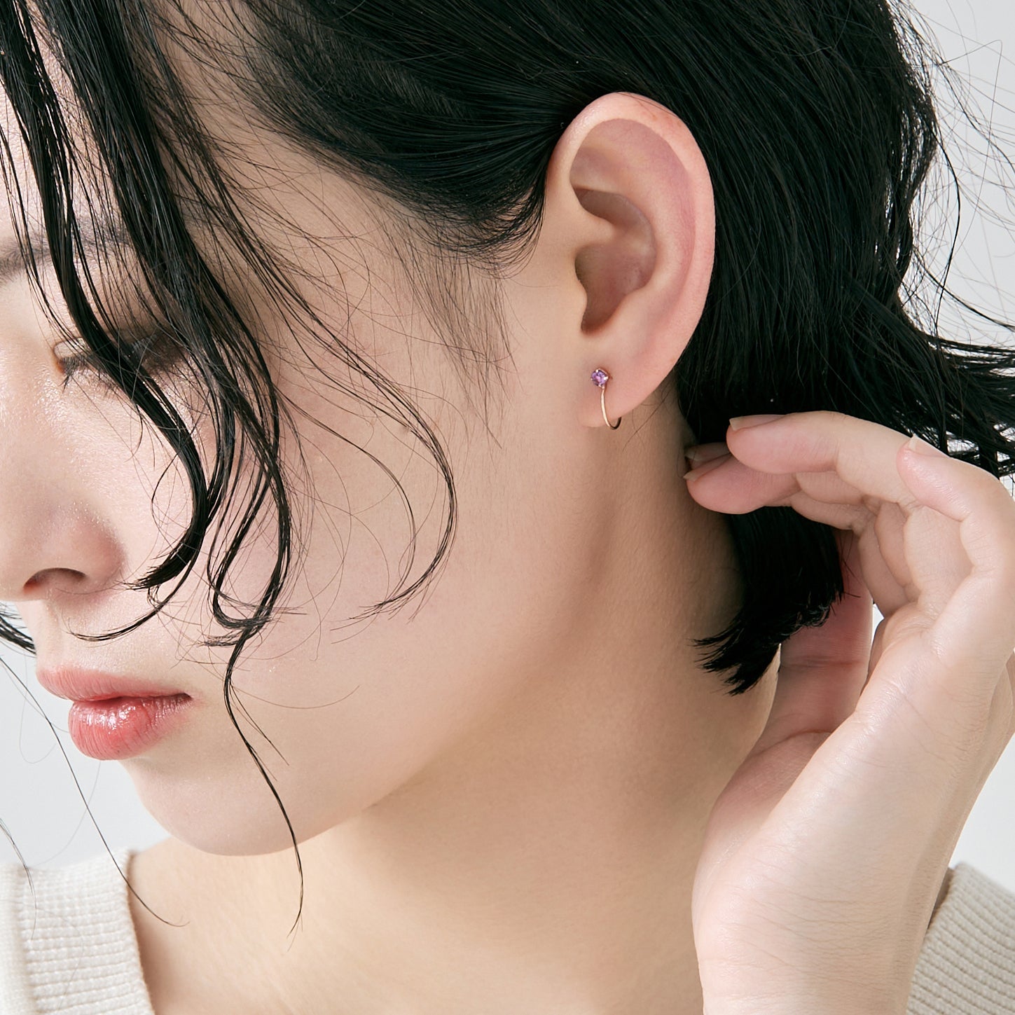 K10  誕生石 イヤリング（2月：アメジスト）| 55-7082