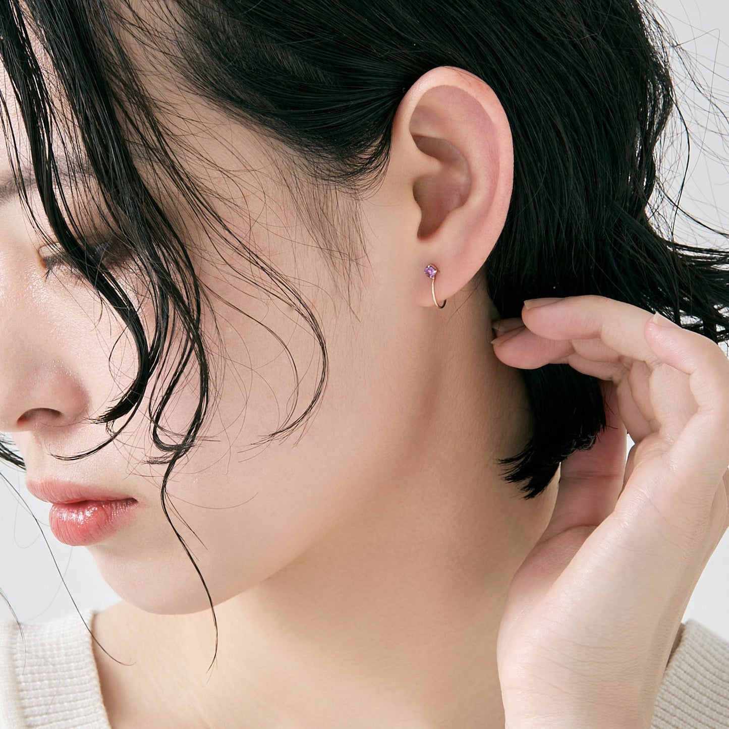 K10  誕生石 イヤリング（2月：アメジスト）| 55-7082