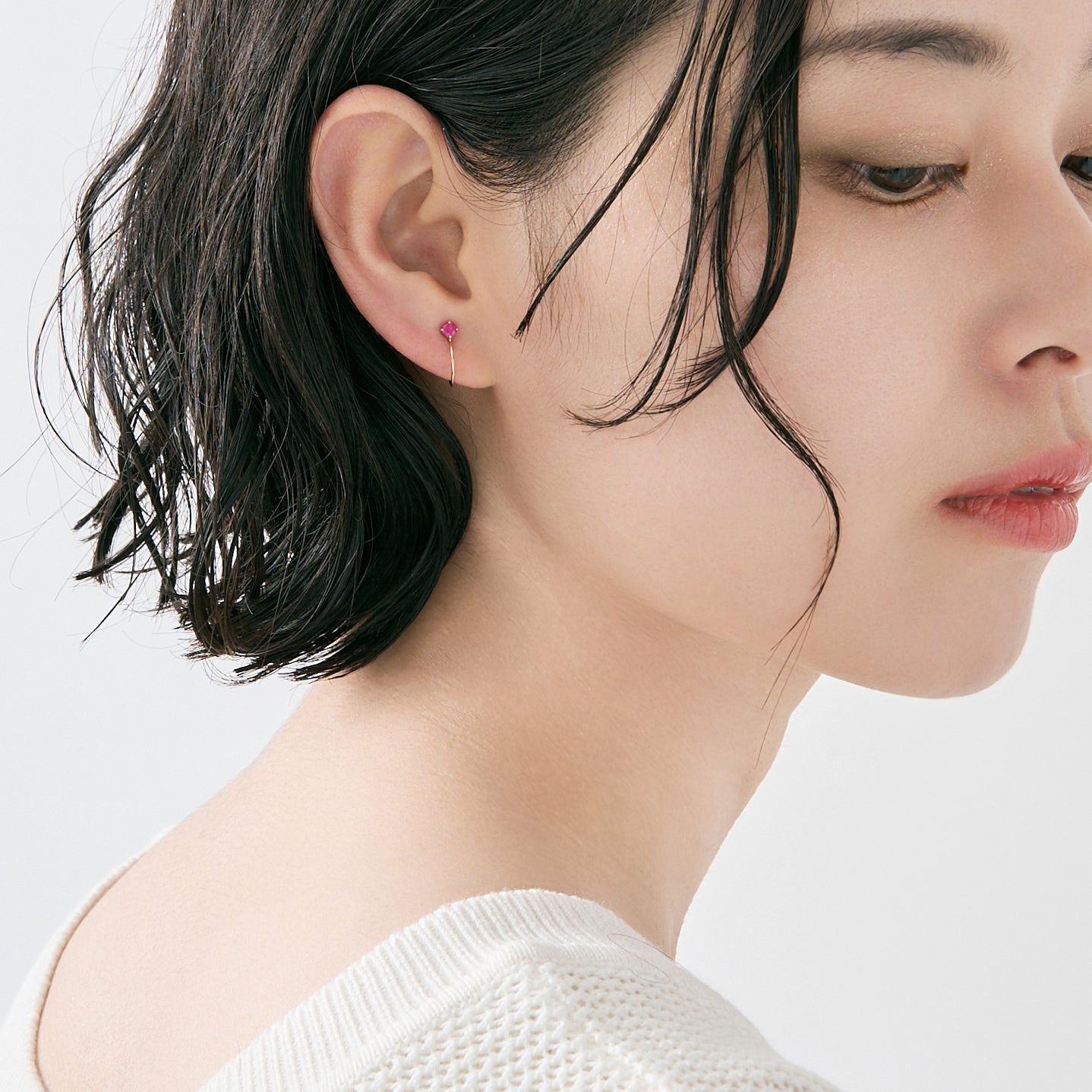 K10 誕生石 イヤリング（7月：ルビー）| 55-7087
