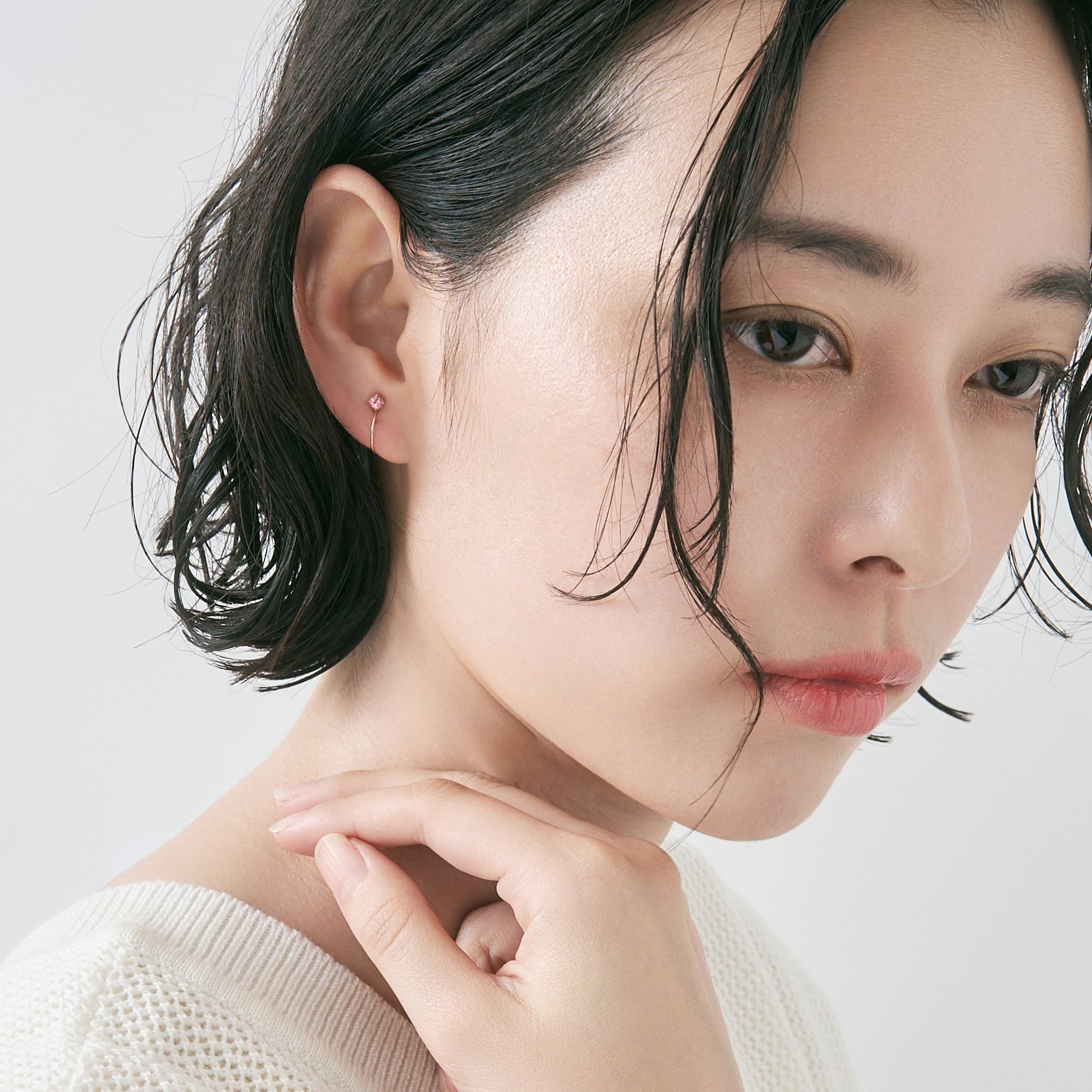 K10 誕生石 イヤリング（10月：ピンクトルマリン）| 55-7090