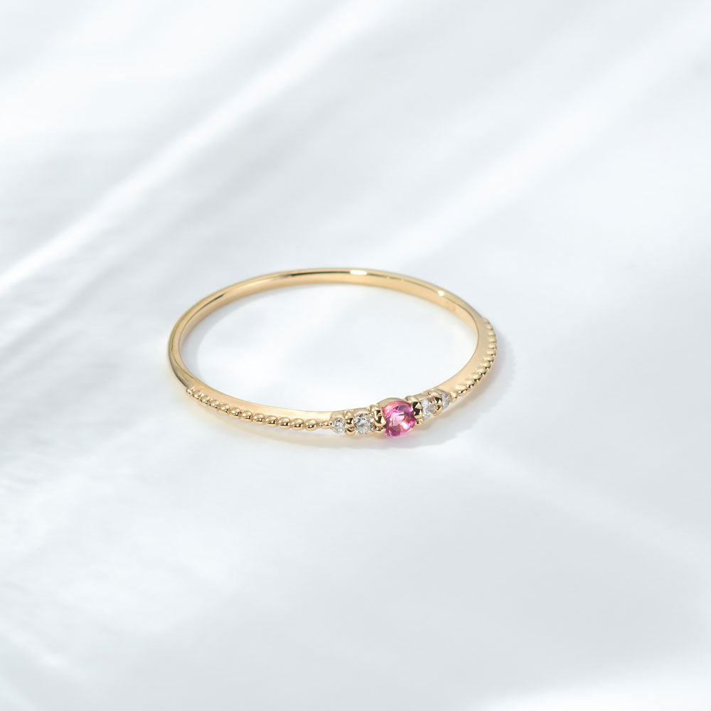 K10 誕生石 ミルデザインリング（10月：ピンクトルマリン）｜36-1820