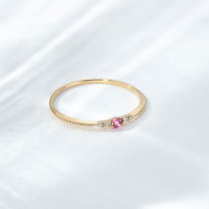 K10 誕生石 ミルデザインリング（10月：ピンクトルマリン）｜36-1820