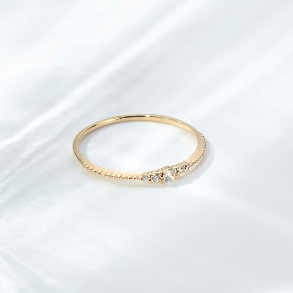 K10 誕生石 ミルデザインリング（6月：ムーンストーン）｜36-1816