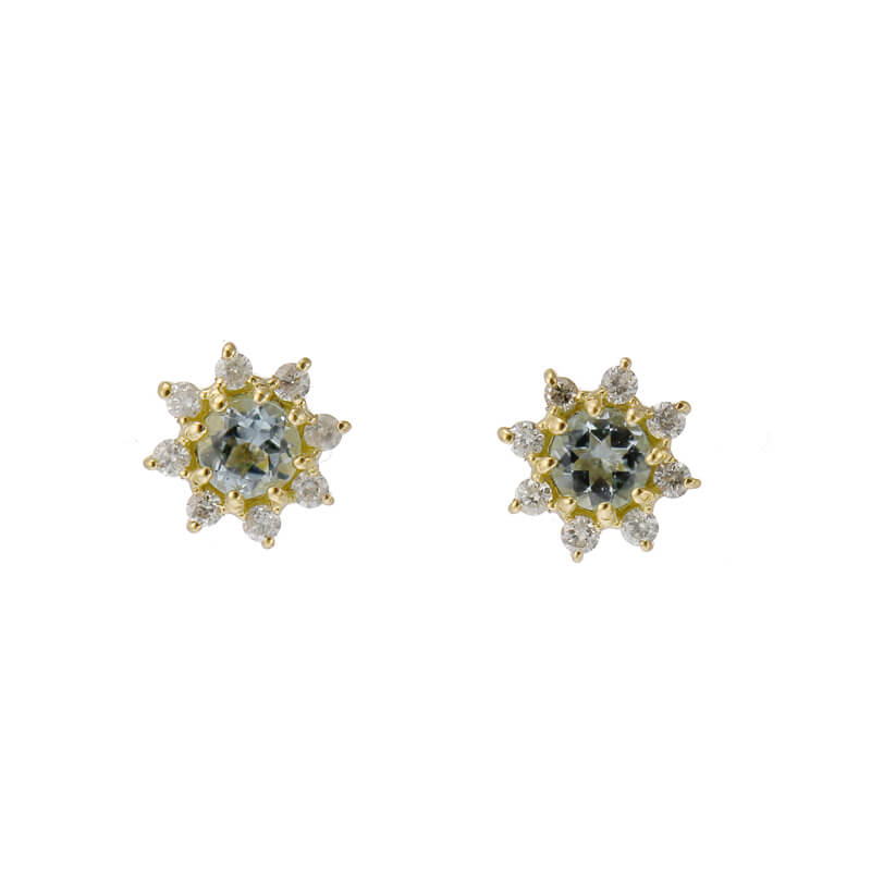 K18 誕生石×ダイヤモンド スタッドピアス （3月：アクアマリン） – L&Co.