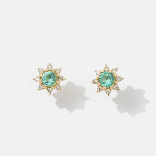 【受注生産】K18 誕生石×ダイヤモンド スタッドピアス （5月：エメラルド）❘ 96-3044
