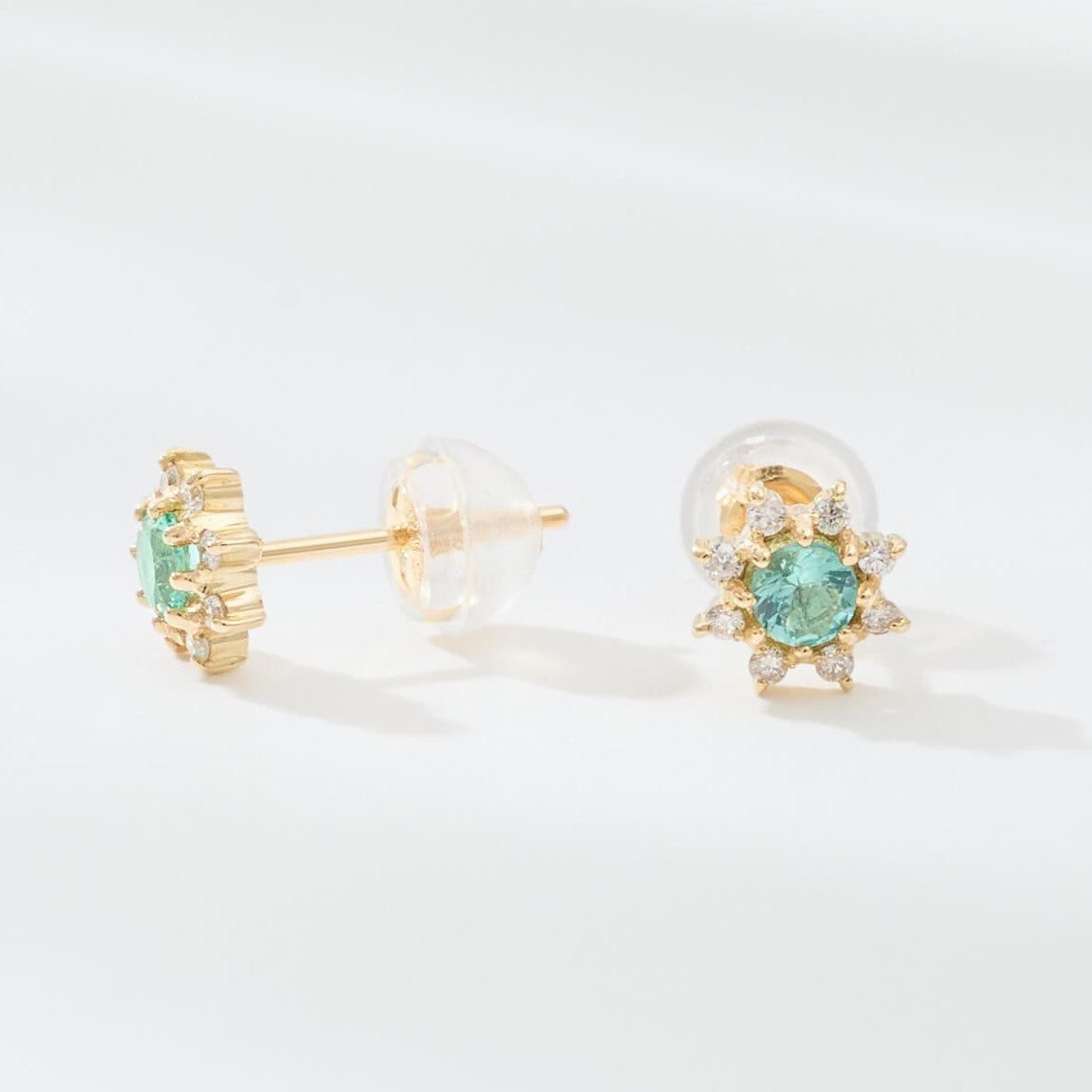 K18 誕生石×ダイヤモンド スタッドピアス （5月：エメラルド） – L&Co.