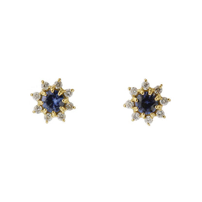 K18 誕生石×ダイヤモンド スタッドピアス （9月：サファイア）❘ 96-3048