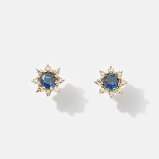 K18 誕生石×ダイヤモンド スタッドピアス （9月：サファイア）❘ 96-3048